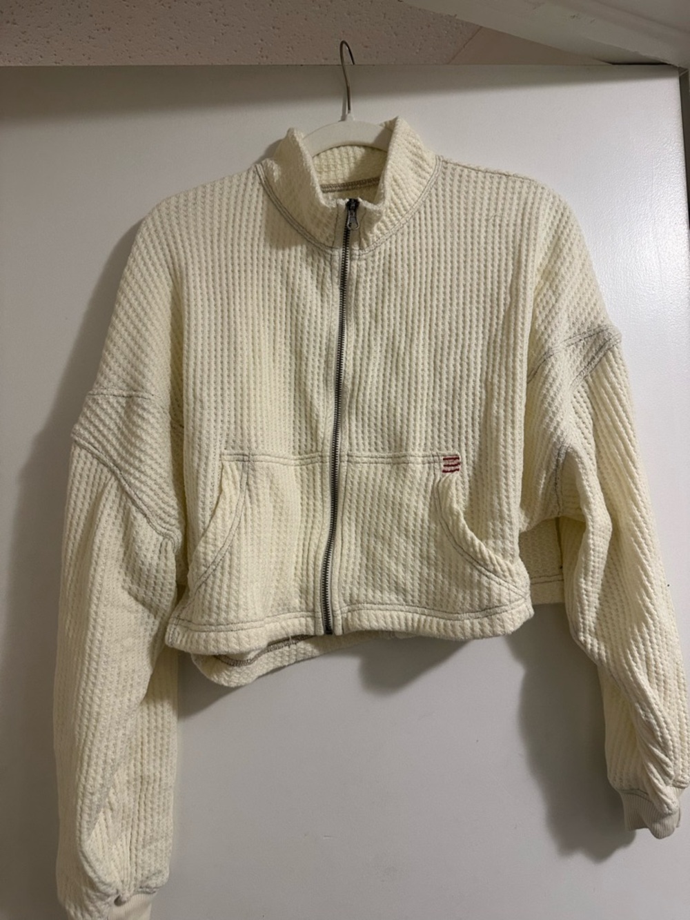 BDG Cream Teddy Zip-Front Jacket